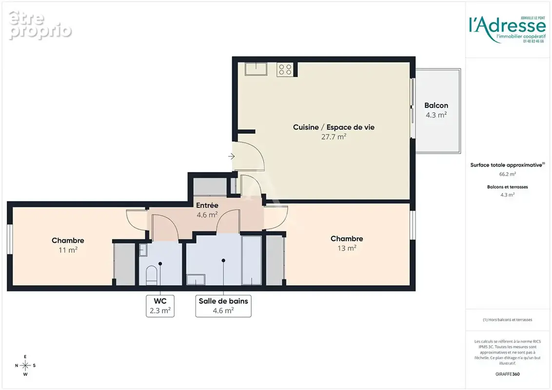 Appartement Alfortville 3 pièces 66.55m2 - photo 3