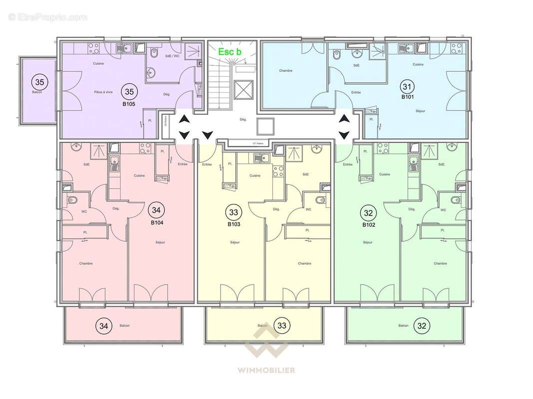 Plan 1er étage - Immeuble - La Garde 83130 - Appartement à LA GARDE