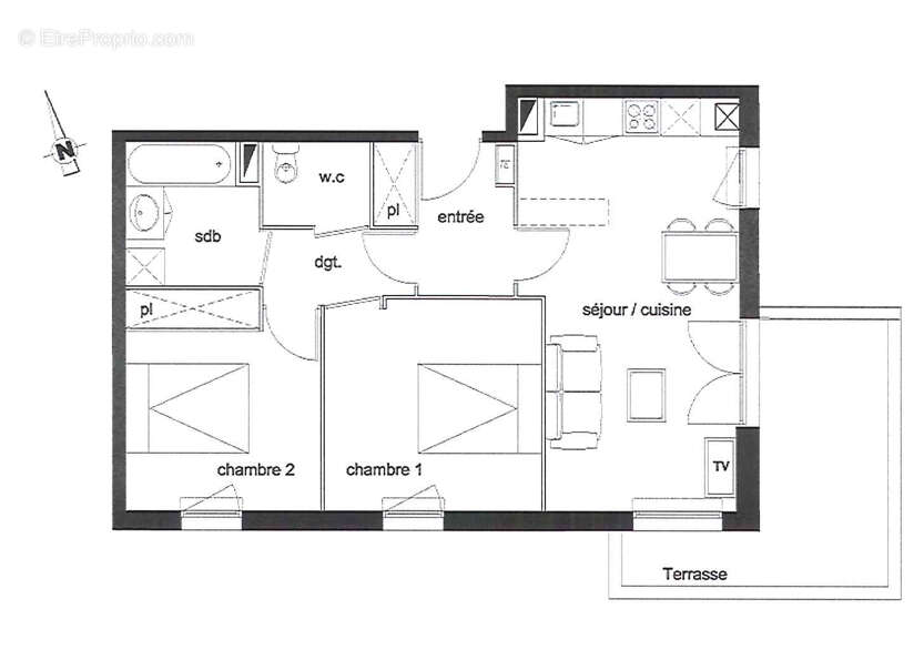 Appartement Saint Andre De Cubzac 3 pièce(s) 55 m2 - photo 2