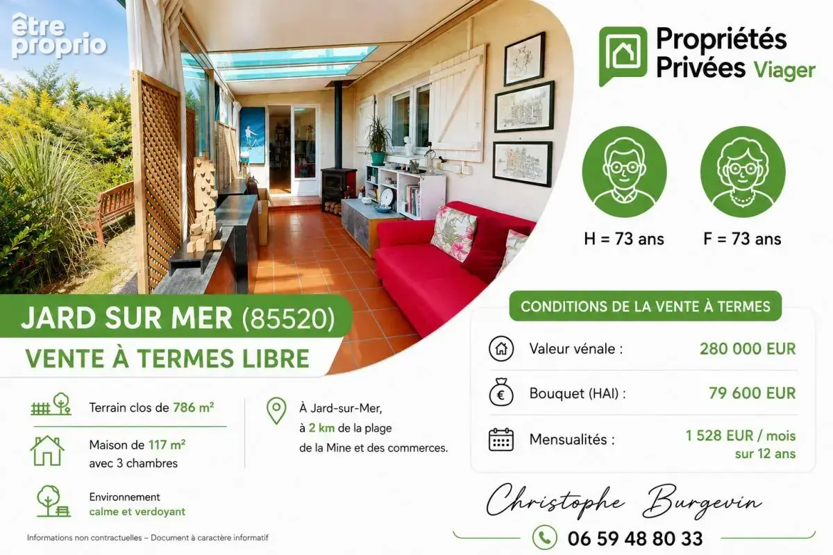 A vendre Jard sur mer 85520 .Maison en vente à termes libre 117 m2 - photo 2