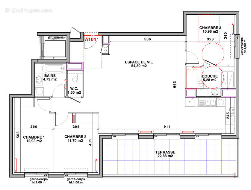 VAUGNERAY Appartement T4  1er étage - Terrasse 22 m² - photo 9