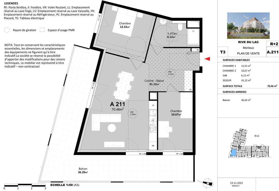 APPARTEMENT T3- 70,46 m² Idéalement situé: 227000  avec terrasse , double garage. Très Grand confort MONTEUX (84170) - photo 17