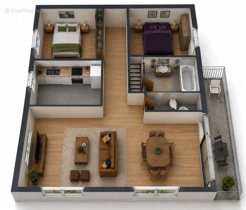 Appartement Duplex T3 avec terrasse, grand jardin privatif 100 m² et garage – petite copropriété sans charges - photo 13