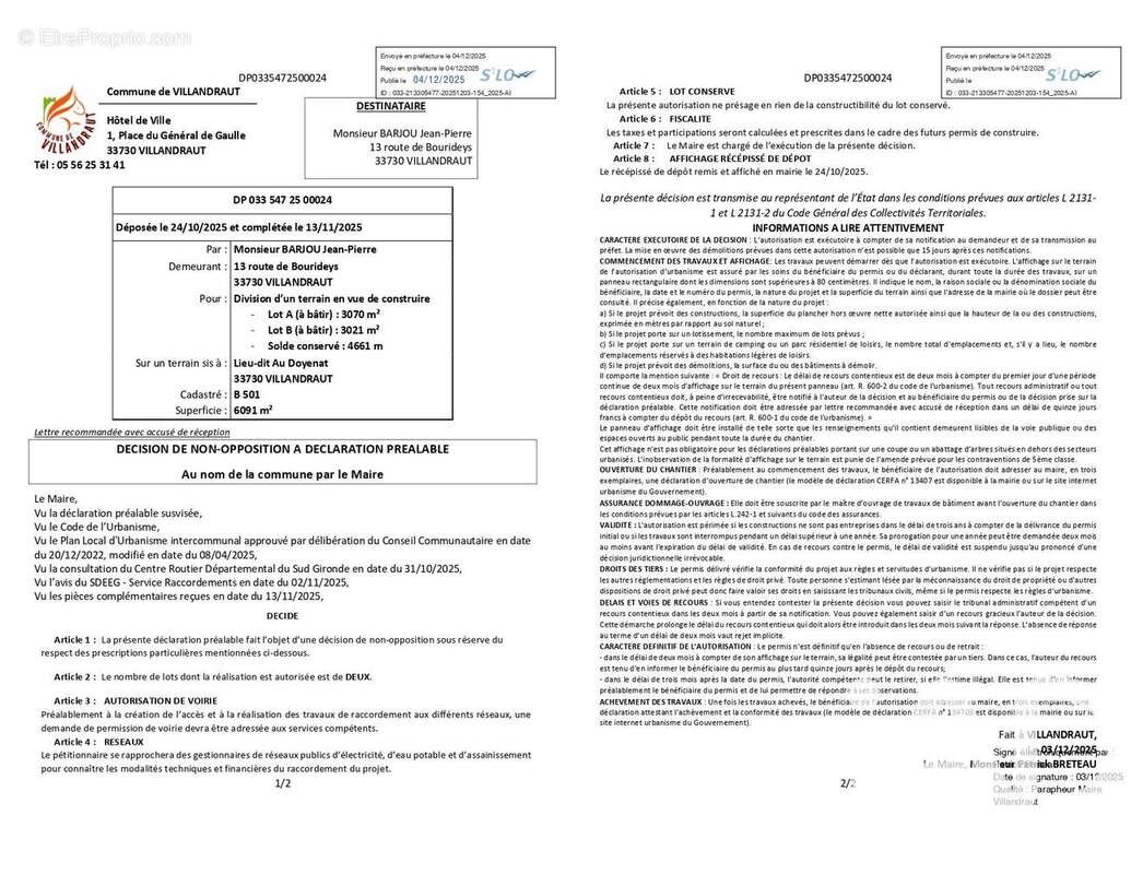Photo 3 - Terrain à VILLANDRAUT