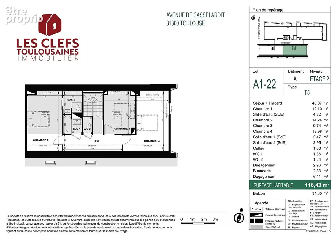 Appartement Toulouse 5 pièces de 116 m2 avec vue excpetionnelle sur la Garonne - photo 4