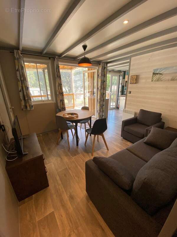 salon ouvert sur cuisine et terrasse