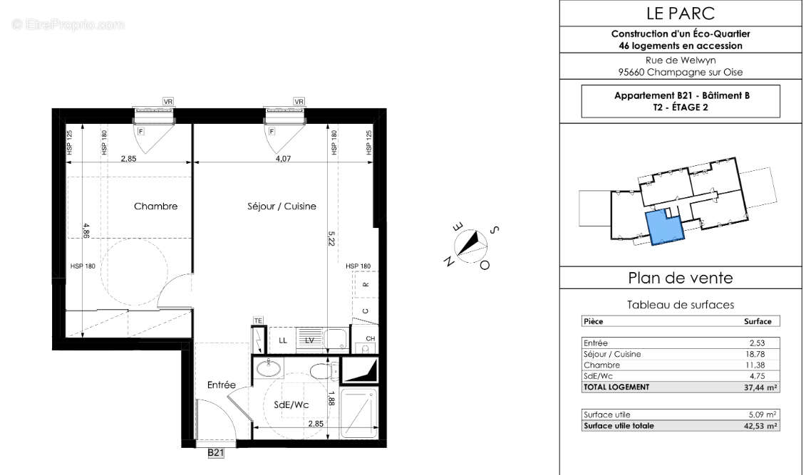 Appartement à CHAMPAGNE-SUR-OISE