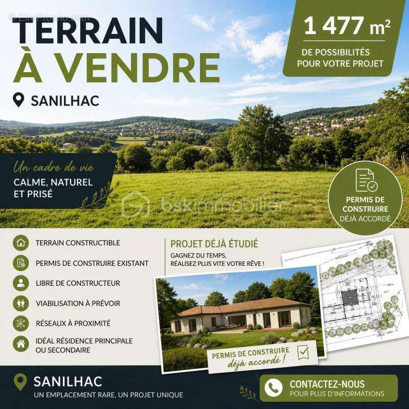 Terrain à vendre –Sanilhac – 1 477 m² - photo 2