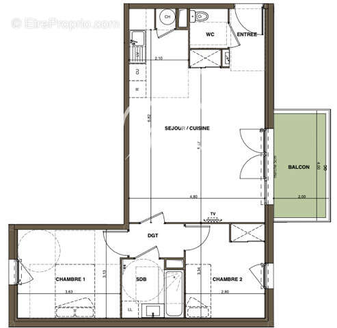 Montpellier – Quartier Alco  Appartement neuf 3 pièces  63m²  Accession abordable  balcon 8m² et stationnement - photo 4