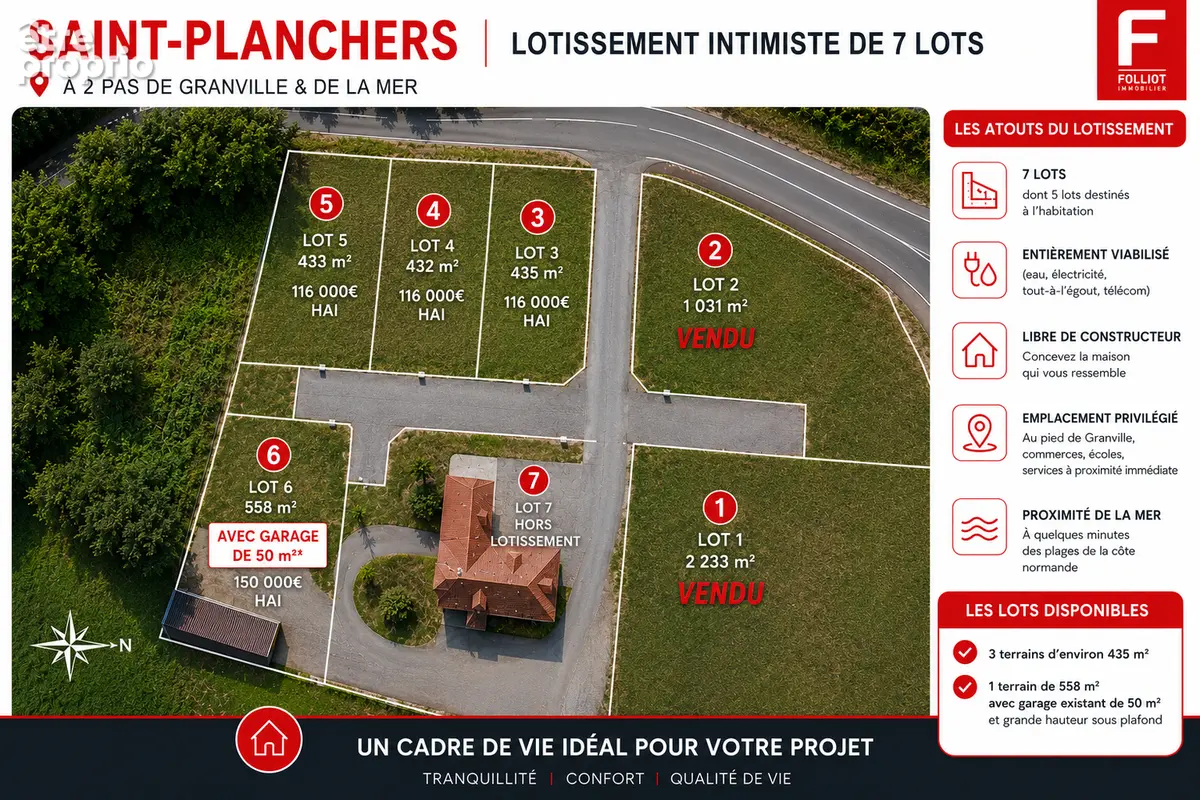 À vendre terrains à bâtir viabilisés de 432 à 435 m² à Saint-Planchers - photo 4