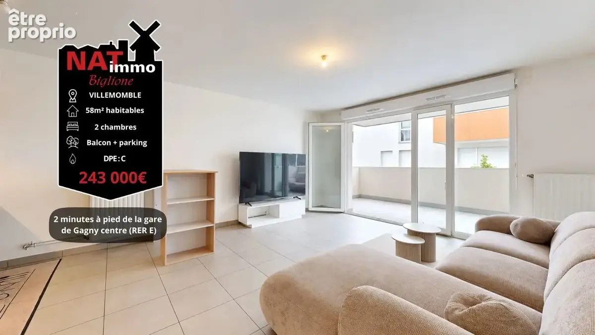 Appartement 3 pièces 58 m² à vendre à Villemomble (93250) - photo 1