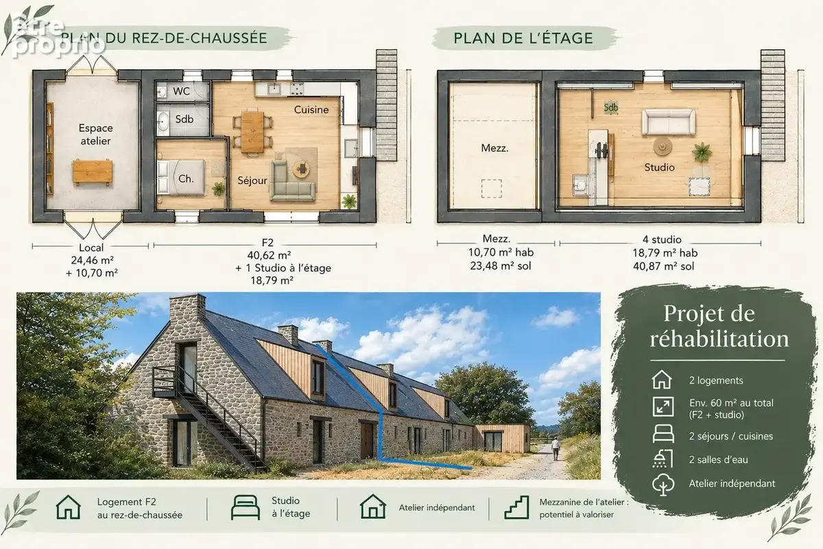 Maison 2 pièces 80 m² à vendre à Guipry (35480) - photo 1