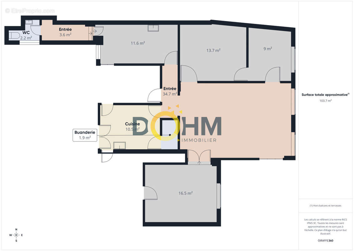 Appartement traversant 110m2,terrasse 40m2 - photo 12