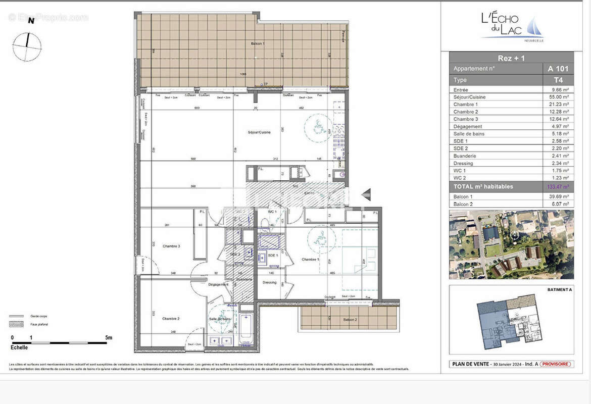 Appartement ATTIQUE Type 4 de 133,46m²  avec Terrasse et Balcon. - photo 7