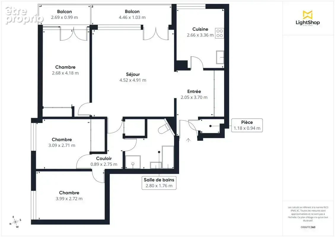 Appartement de 83,96m² - Dernier étage avec balcon - Bourg de Saint-Herblain - photo 13