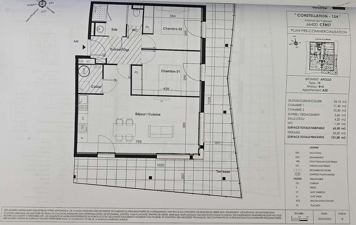 Appartement CERET 3 pièces de 65m2 avec terrasse, parking, garage double et cave - photo 8