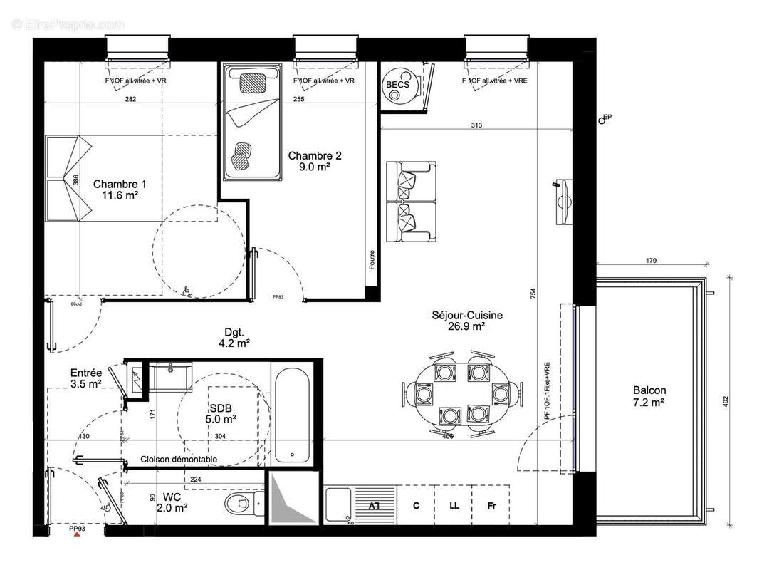 Appartement 62 m² à Paimpol  - photo 6