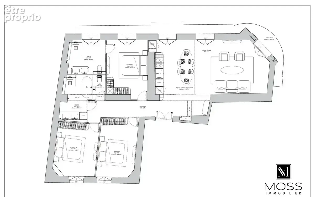 4 pièces rénové de 111,9 m² avec balcon – Quartier des Musiciens - photo 6