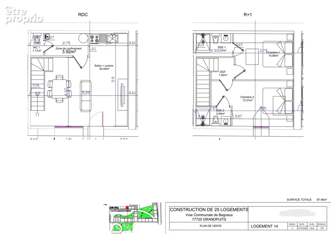 Maison 3 pièces 67 m² · à Grandpuits-Bailly-Carrois · 67,5 m² · 205 900 €