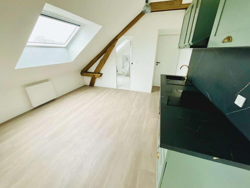 pièce de vie avec cuisine équipée  - Appartement à TROYES