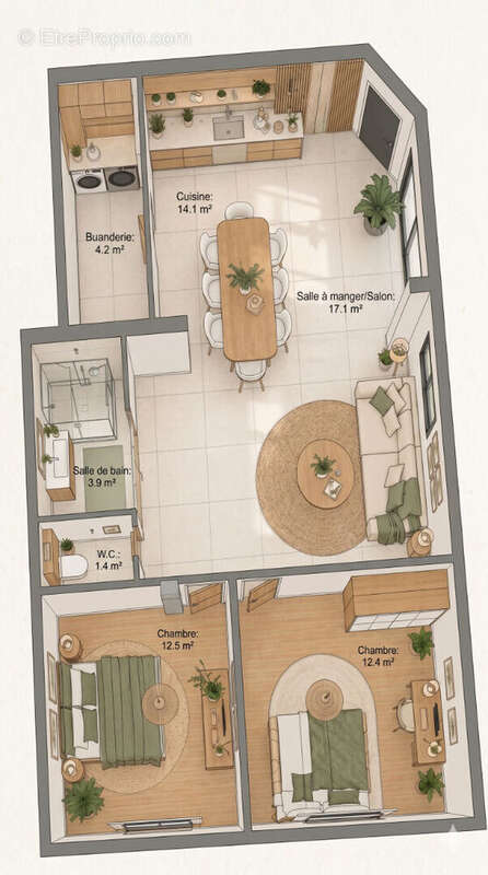 Appartement Vertou 3 pièce(s) 66,06 m2 - photo 11