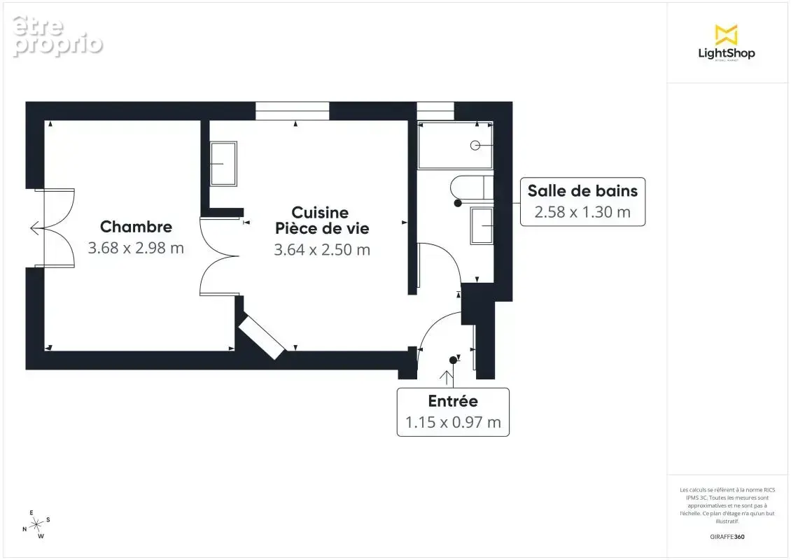 Appartement T2 de 25 m² avec cave – Rue des Cloÿs, Paris - photo 3