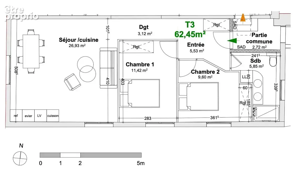 T3 62 m² avec 2 parkings – Couëron La Chabossière - photo 10
