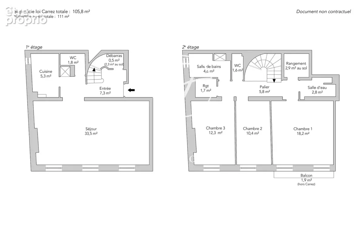 Paris 9e - RUE CHAPTAL - Duplex - 5 pièces - 105,80m² Carrez - 3/4 chambres - Balcon filant - photo 12