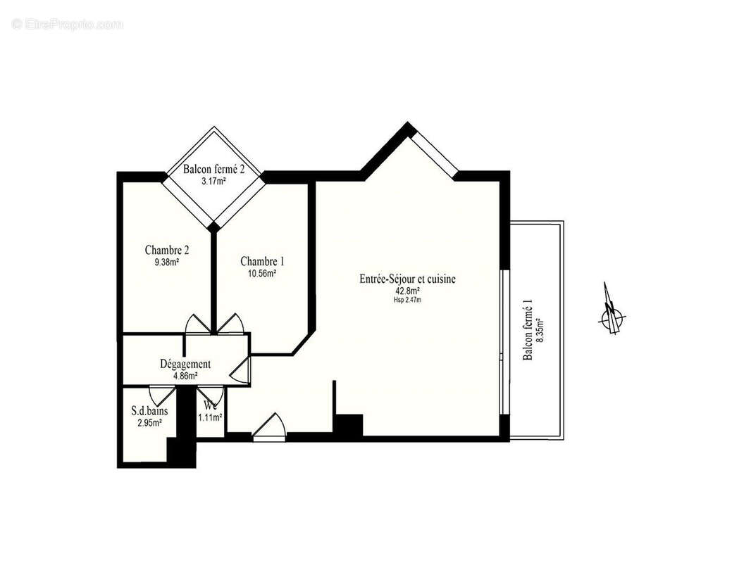 Grand 3 pièces de 72 m²  avec 42 m² de séjour , loggia, cave et Parking inclus ! - photo 10