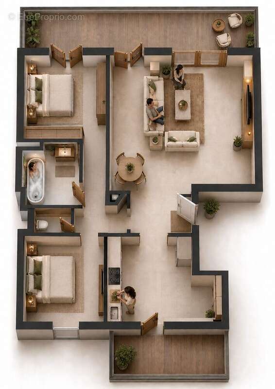 Plan 3D non contractuel - Appartement à AIX-EN-PROVENCE