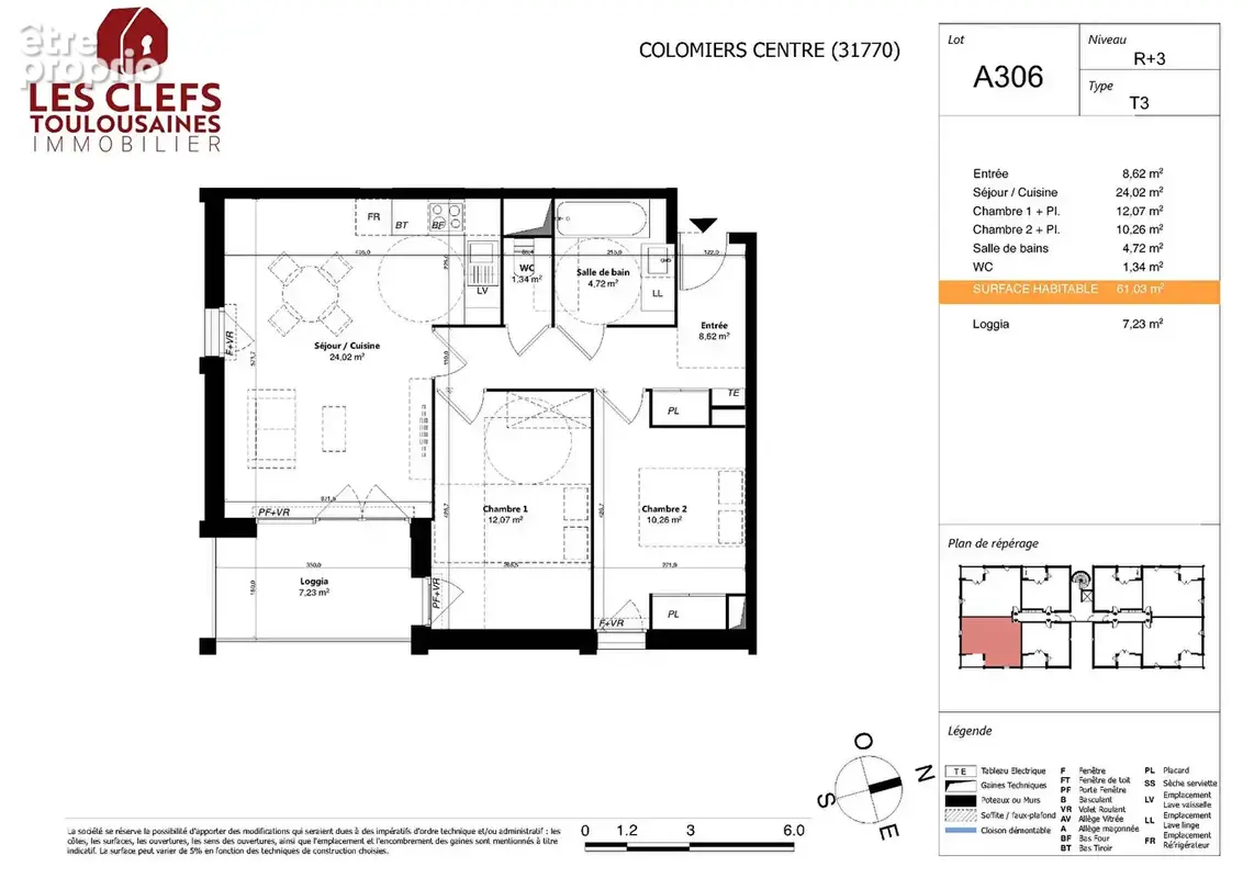 Appartement centre-ville Colomiers 3 pièces 61 m² - photo 5