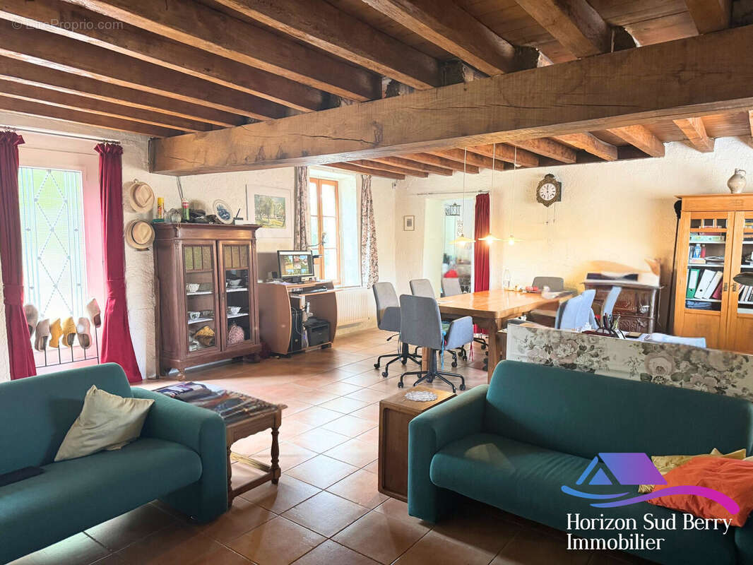 Séjour/salle à manger avec cheminée - Maison à VICQ-EXEMPLET