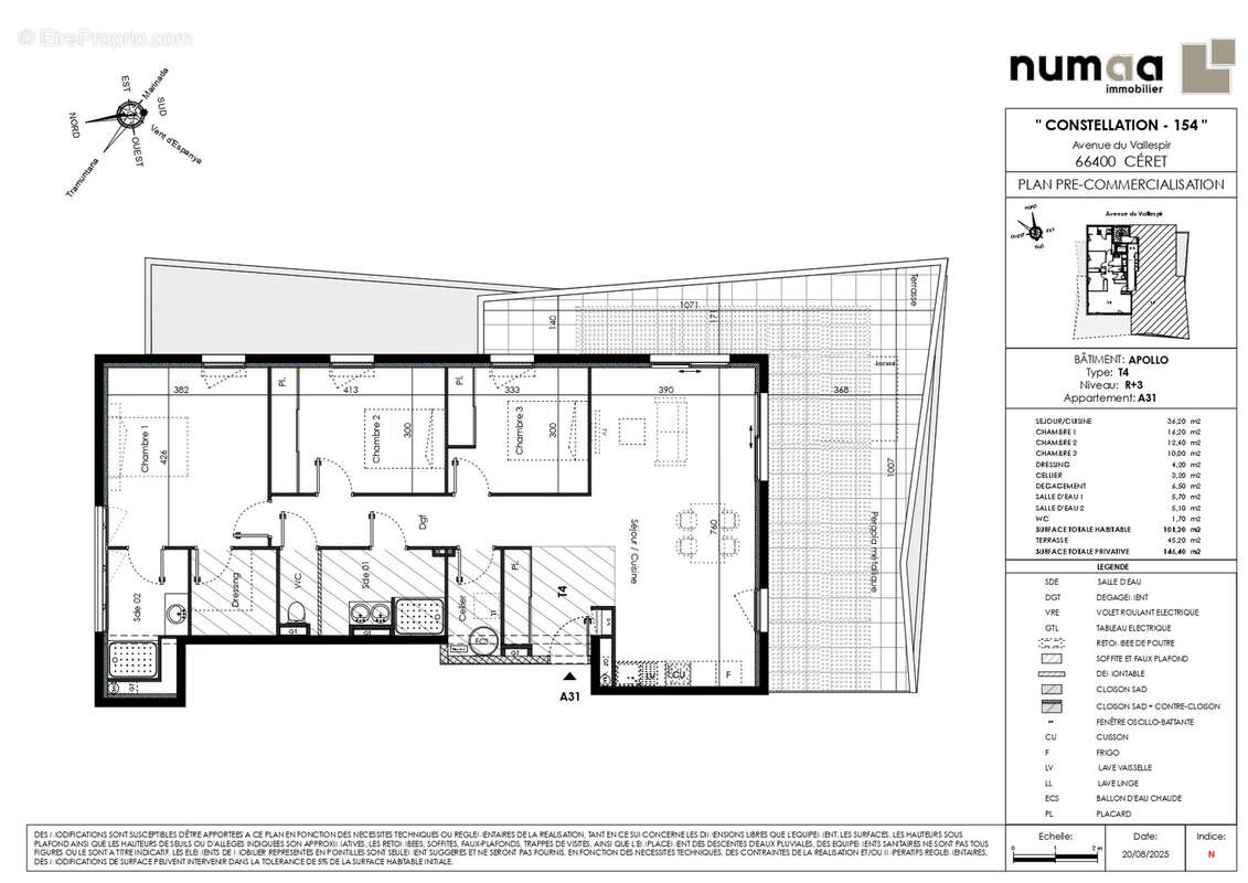 Ceret : appartement 4 pieces − terrasse − dernier etage - photo 5