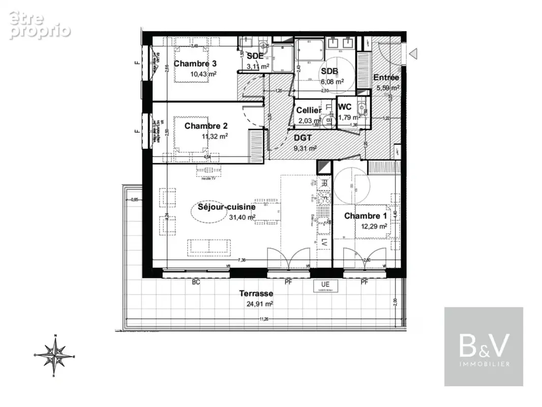 Appartement 4 pièces de 93 m² avec terrasse plein ciel et vue dégagée - photo 5