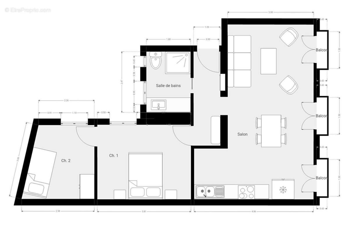 Appartement à PARIS-20E