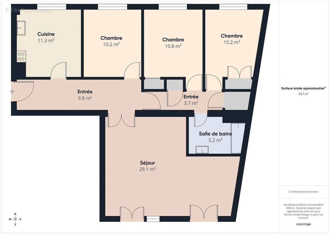 Grand appartement 95m² T4 avec balcon, cave et garage - photo 14