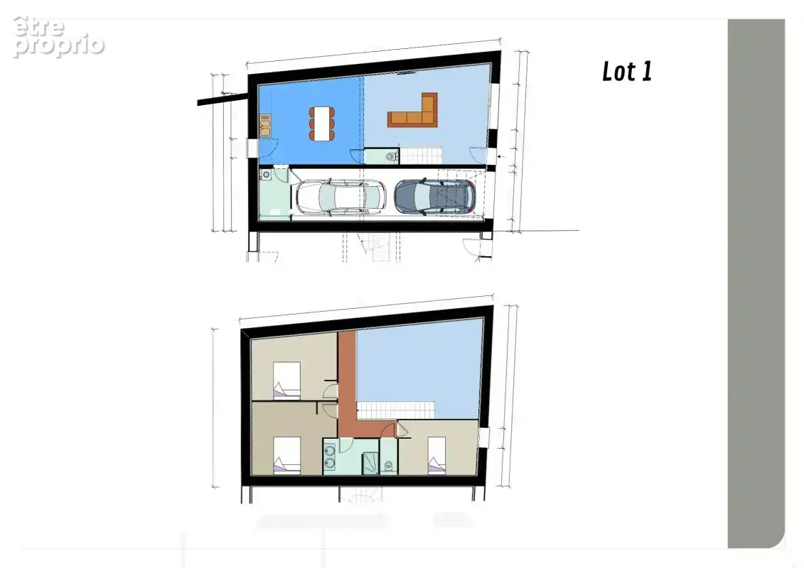 Lot 1 T4 duplex 116,91 m2 + garage fermé 2 places de 27 m2 et jardin privatif - photo 4