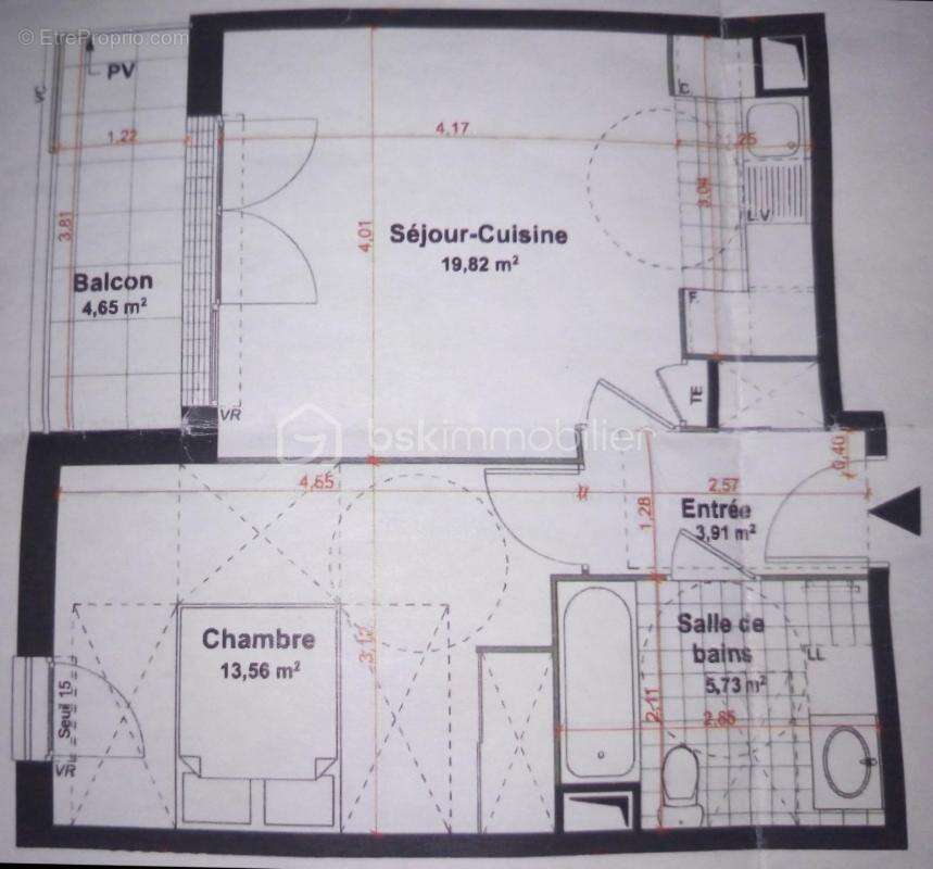 Appartement F2 44m² à 300m du RER DPE C balcon OUEST parking - photo 4