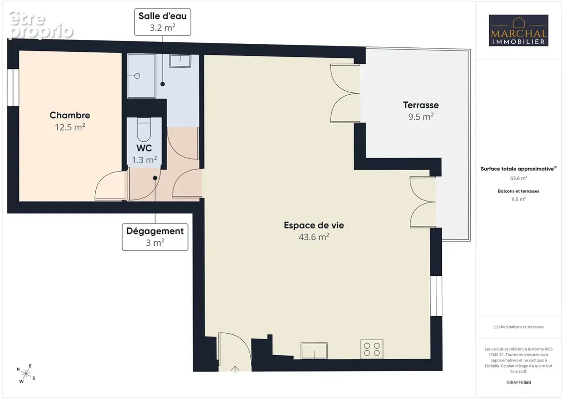 Talange   appartement t3 de 62 m2 avec terrasse couverte, balcon et parking privatif - photo 10