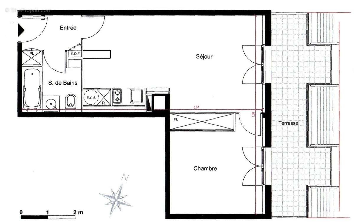Appartement T2 avec terrasse vue dégagée - photo 6