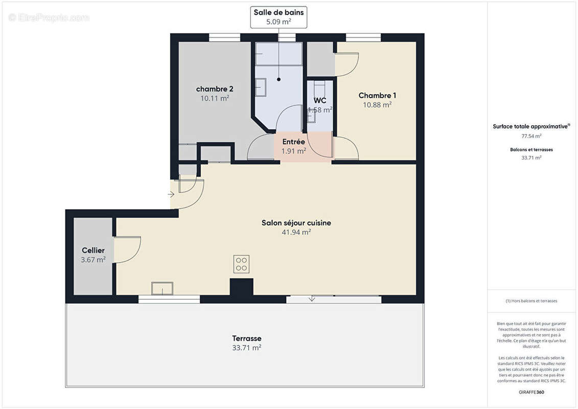 Appartement climatise !  t3. dernier etage terrasse 33m² . garage box. chateauvert 26000 valence - photo 11