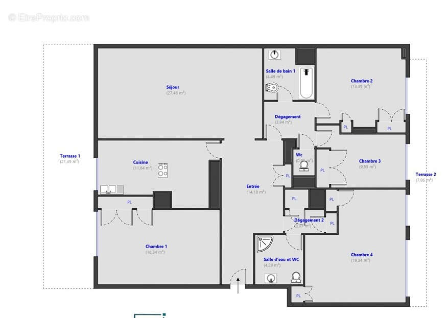 Nice Appartement  Familial 5 pièce(s) 130.40 m2 - photo 3