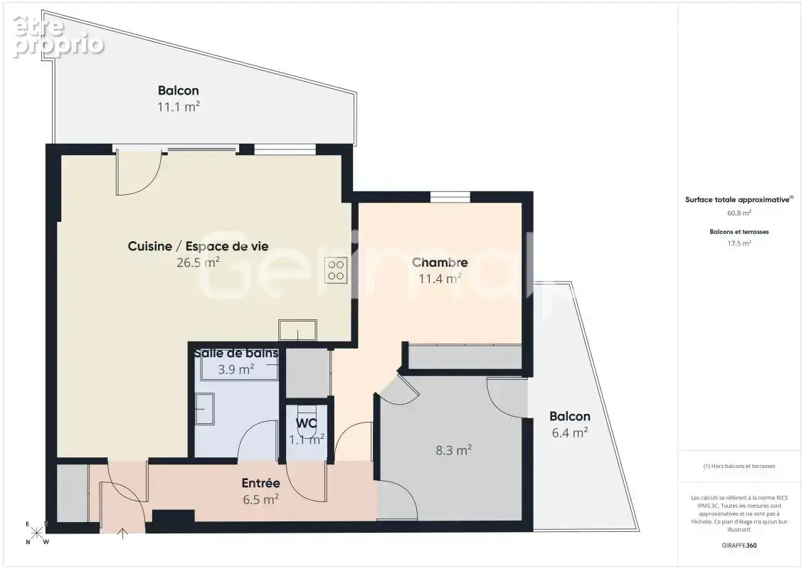 Vente - Appartement - 3 pièces + cuisine - 61 m² - 338 000 € - - photo 13