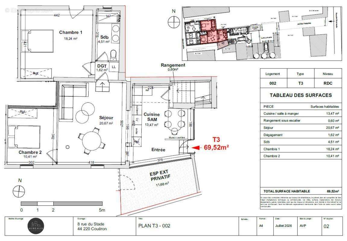 Appartement T3, 70 m², Couëron - photo 4