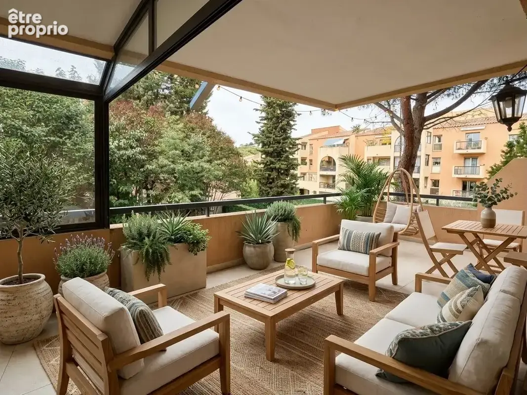 A vendre 330 000 euros un magnifique 3 pièces 57m2, terrasse profonde de 37m2, piscine, garage fermé dans rési - photo 1