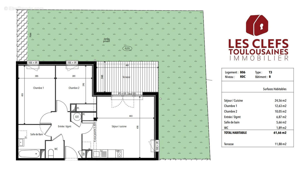 Appartement Pins Justaret 3 pièces de 62m² + 100m² de terrasse et jardin ! - photo 9