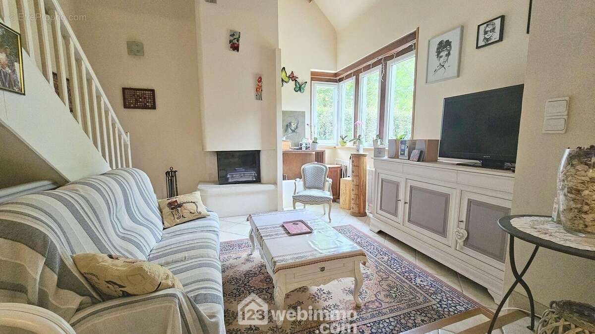 Le salon lumineux avec sa cheminée insert. - Maison à SAINT-FARGEAU-PONTHIERRY