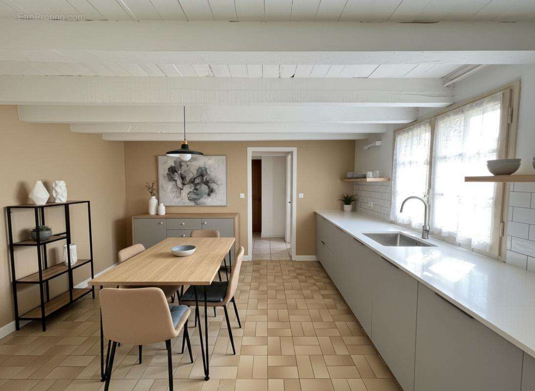Maison atypique mitoyenne d'un côté, de 77 m2, 2 chambres, 180 m2 de terrain - photo 3