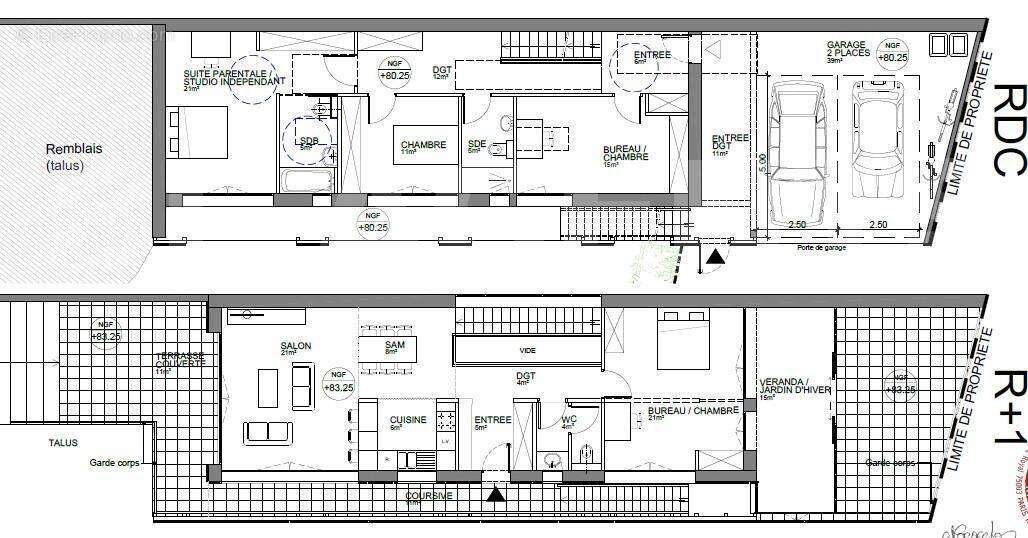 Plan Maison RDC et R+1 - Terrain à BAILLY-ROMAINVILLIERS