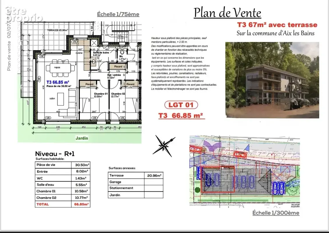 Aix les Bains - T3 rez-de-jardin - 67m2 - Terrasse et Jardin privatifs - photo 3